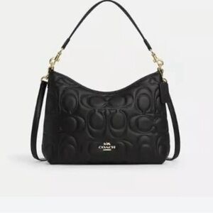 Coach Black Quilted Leather Shoulder Bag with Gold Hardware